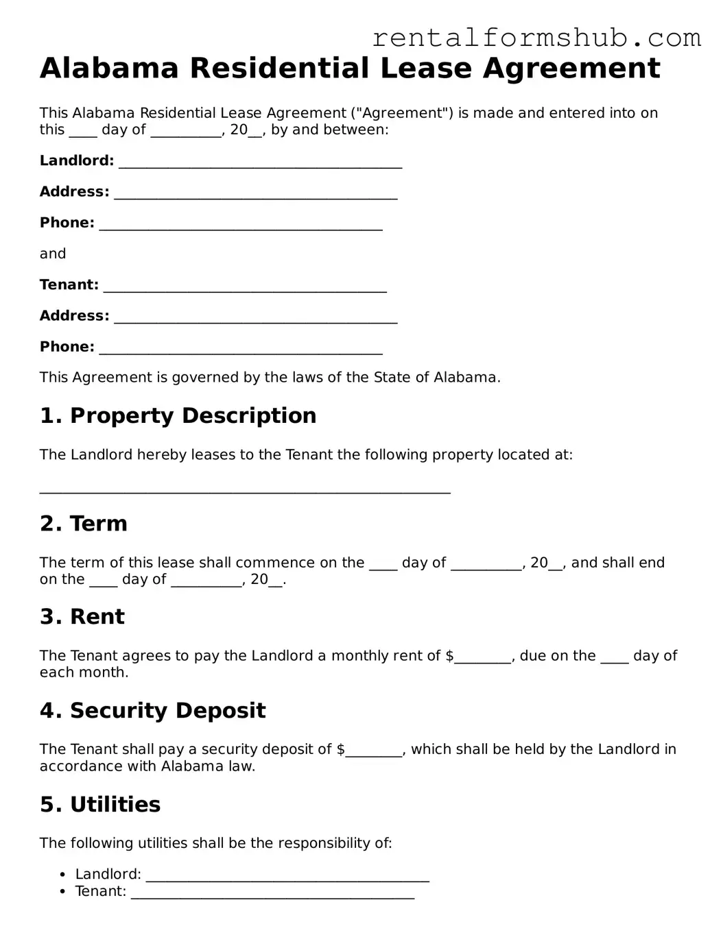 Official Alabama Lease Agreement Template