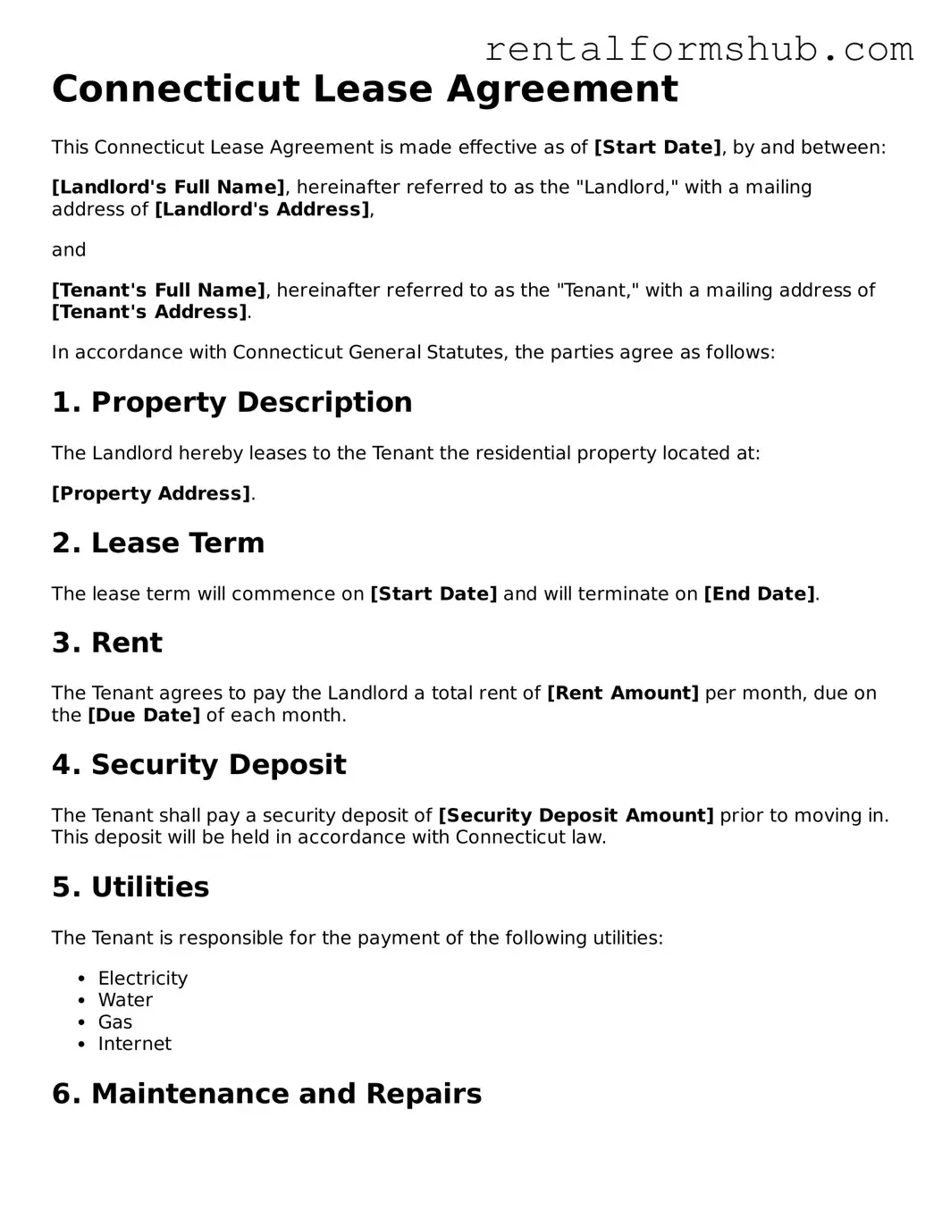 Official Connecticut Lease Agreement Template