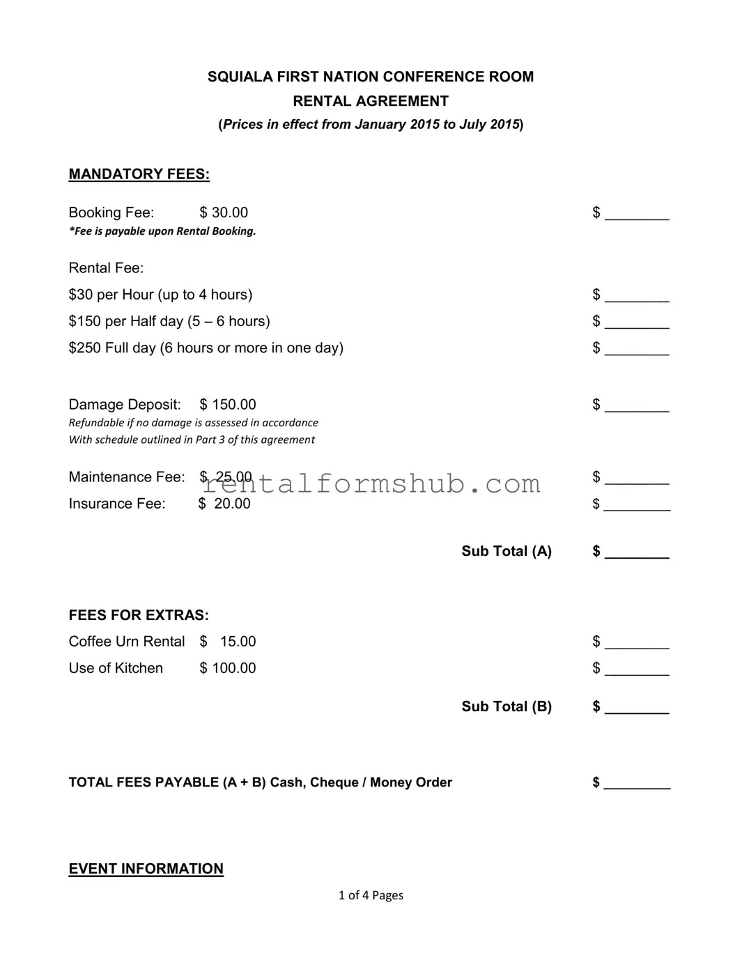Fill Out a Valid Meeting Room Rental Agreement Form