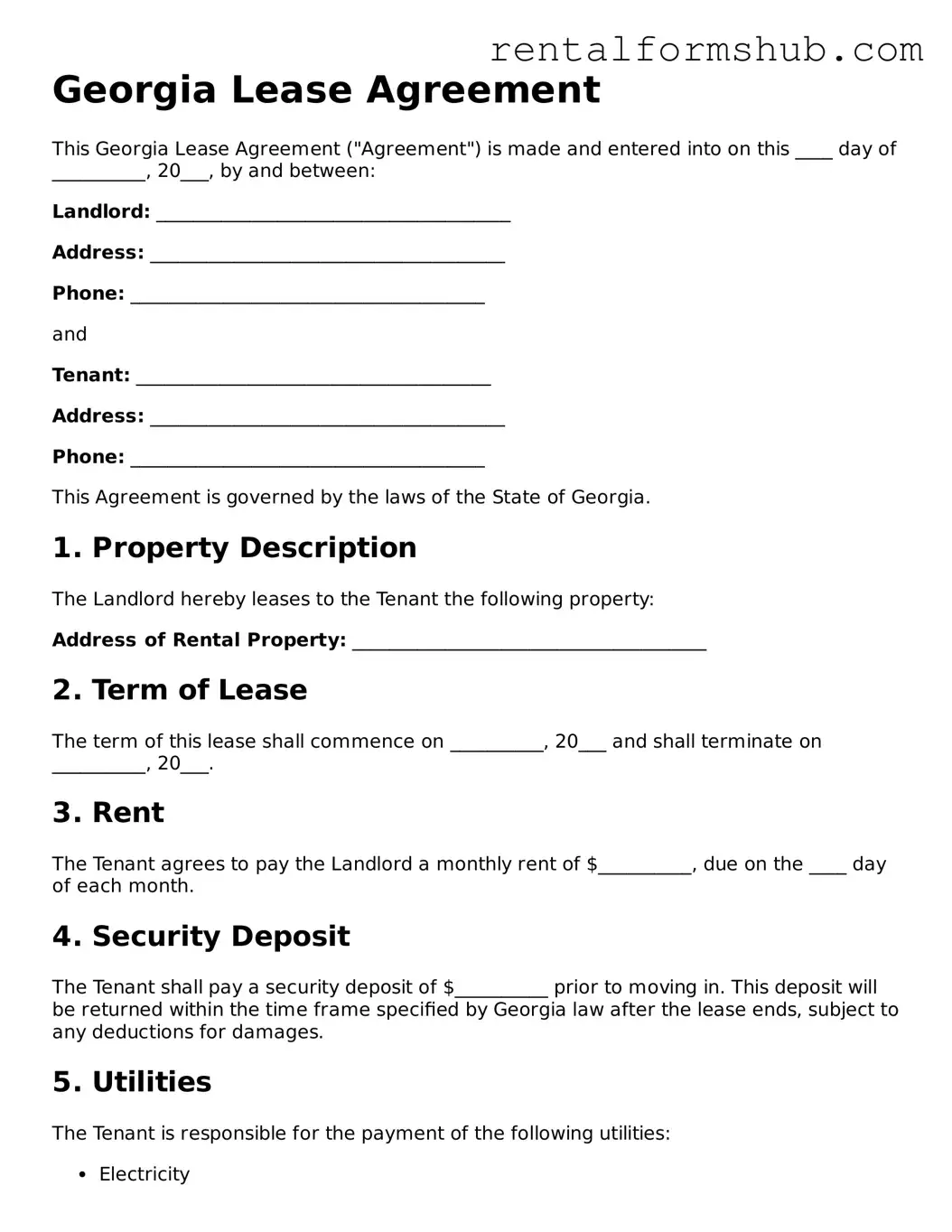 Official Georgia Lease Agreement Template