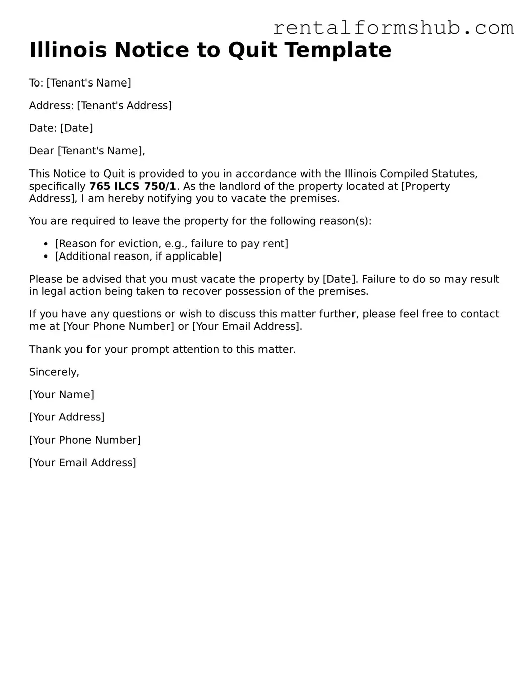 Official Illinois Notice to Quit Template