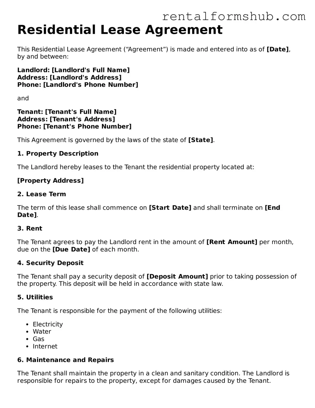 Blank Lease Agreement Template