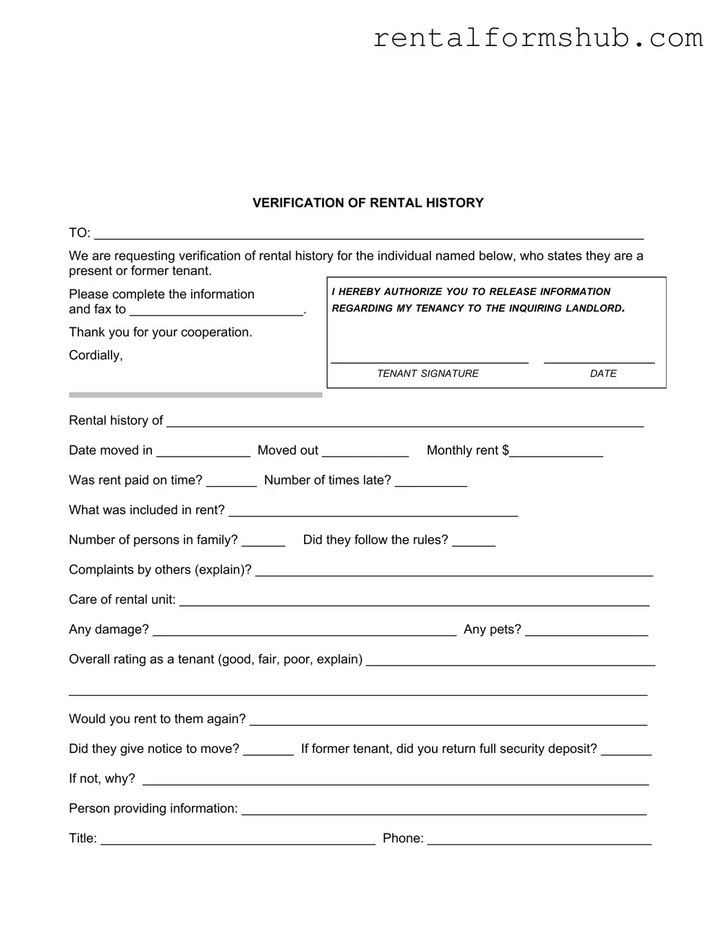 Fill Out a Valid Verification Rental Form