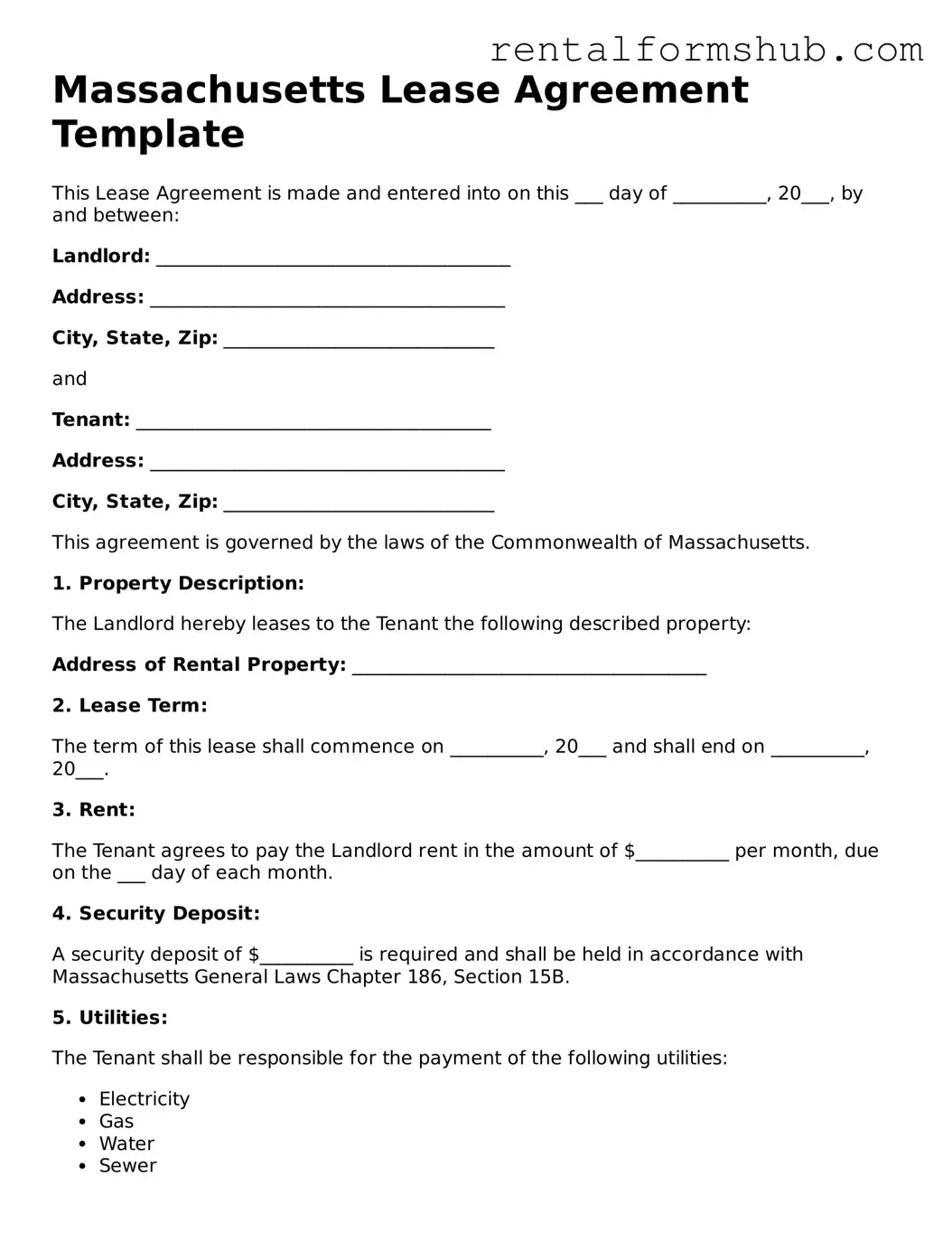 Official Massachusetts Lease Agreement Template