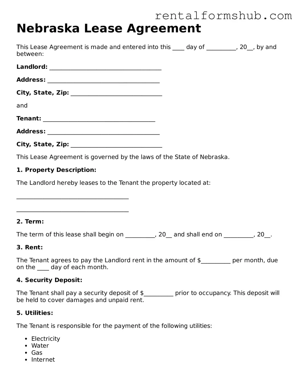 Official Nebraska Lease Agreement Template