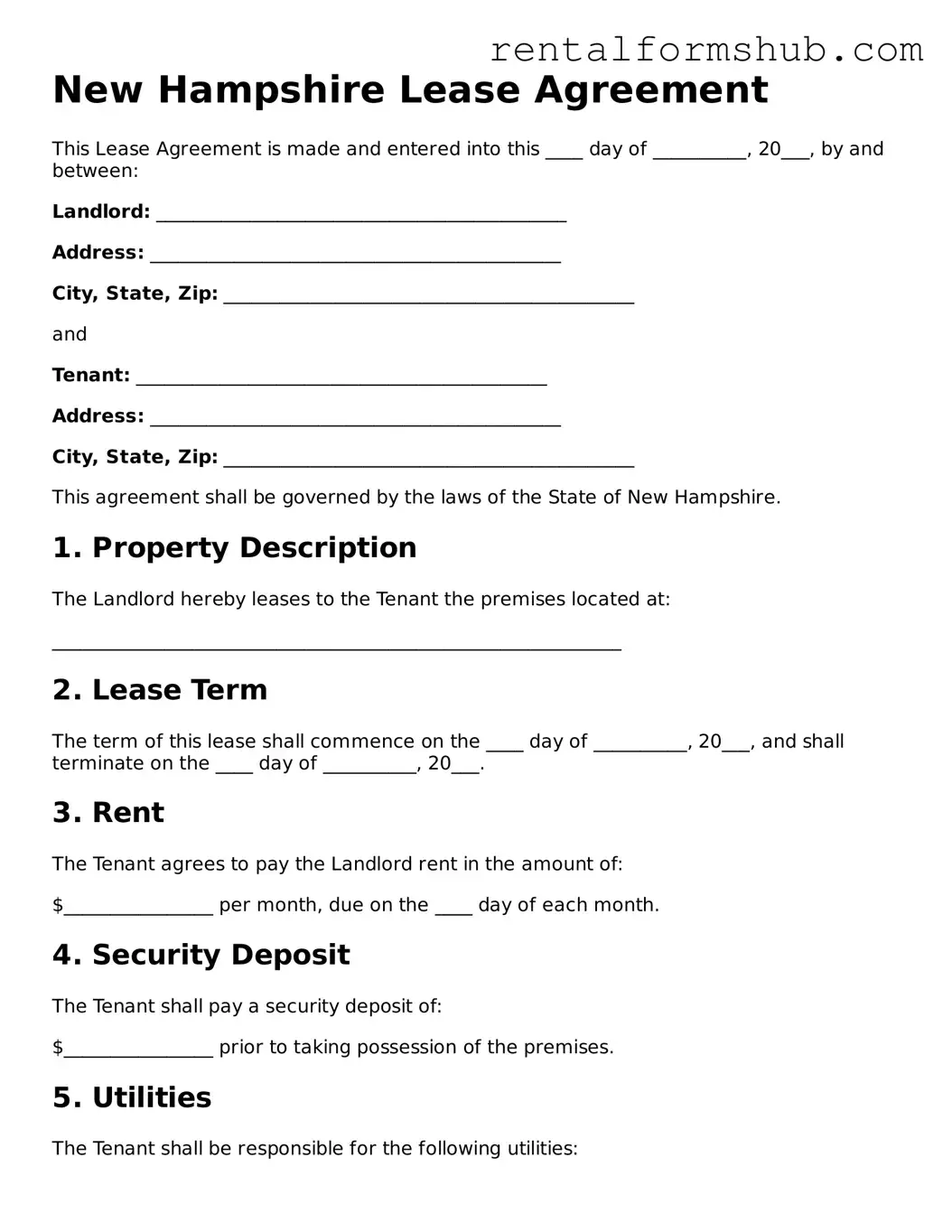 Official New Hampshire Lease Agreement Template