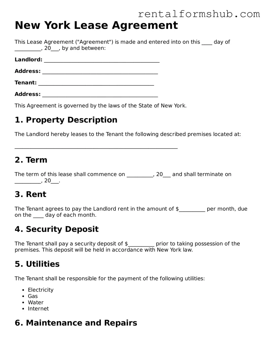 Official New York Lease Agreement Template