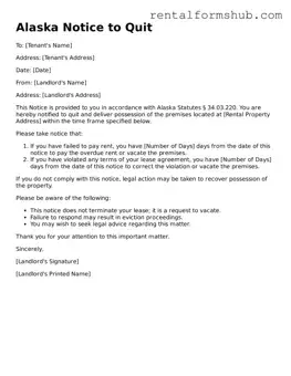 Official Alaska Notice to Quit Template