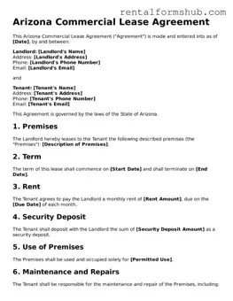 Official Arizona Commercial Lease Agreement Template