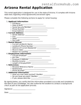 Official Arizona Rental Application Template