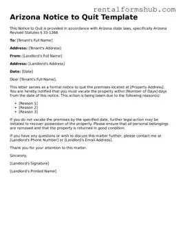 Official Arizona Notice to Quit Template