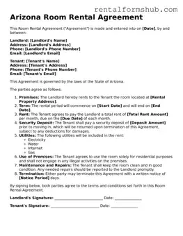 Official Arizona Room Rental Agreement Template