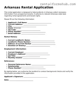 Official Arkansas Rental Application Template