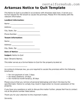 Official Arkansas Notice to Quit Template