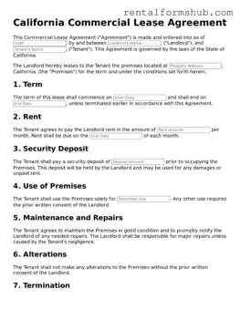 Official California Commercial Lease Agreement Template