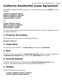 Official California Residential Lease Agreement Template
