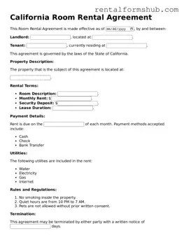 Official California Room Rental Agreement Template