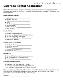 Official Colorado Rental Application Template