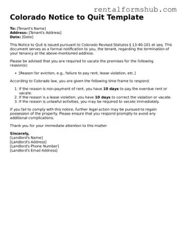 Official Colorado Notice to Quit Template