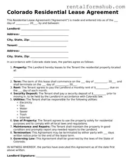 Official Colorado Residential Lease Agreement Template