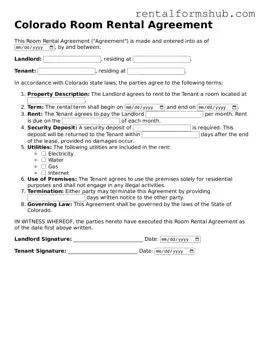 Official Colorado Room Rental Agreement Template