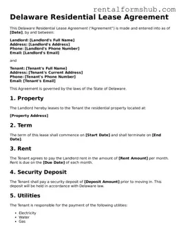 Official Delaware Residential Lease Agreement Template
