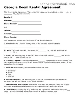 Official Georgia Room Rental Agreement Template
