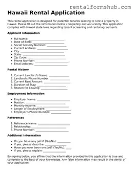 Official Hawaii Rental Application Template