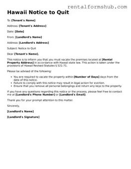 Official Hawaii Notice to Quit Template