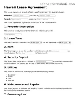 Official Hawaii Lease Agreement Template