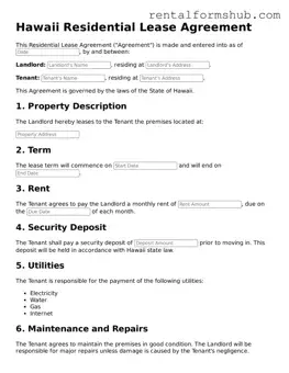 Official Hawaii Residential Lease Agreement Template