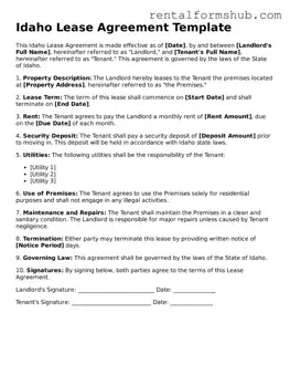 Official Idaho Lease Agreement Template