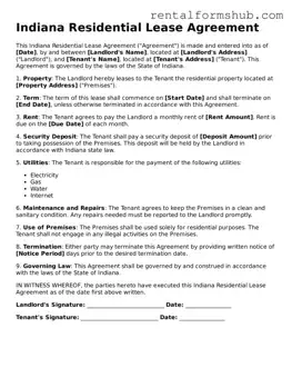 Official Indiana Residential Lease Agreement Template