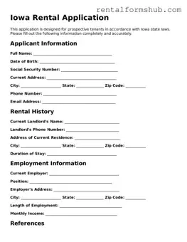 Official Iowa Rental Application Template