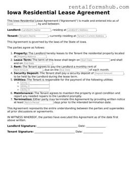 Official Iowa Residential Lease Agreement Template