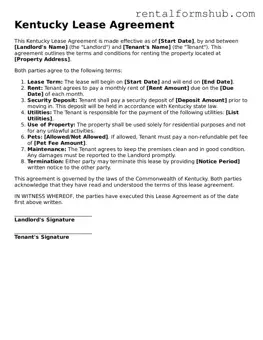 Official Kentucky Lease Agreement Template