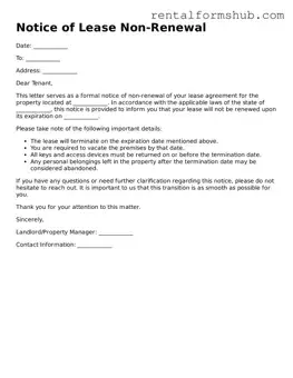 Blank Notice of Lease Non-Renewal Template