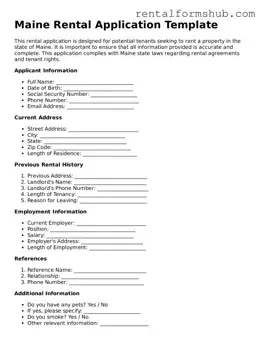 Official Maine Rental Application Template