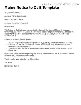 Official Maine Notice to Quit Template
