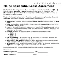 Official Maine Residential Lease Agreement Template