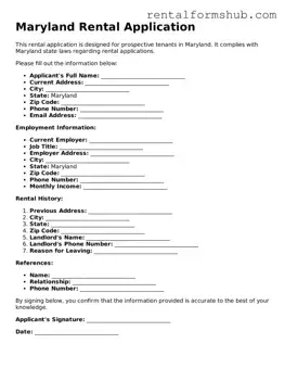 Official Maryland Rental Application Template