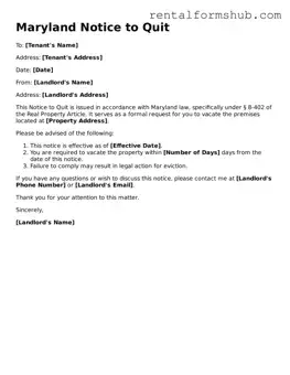 Official Maryland Notice to Quit Template