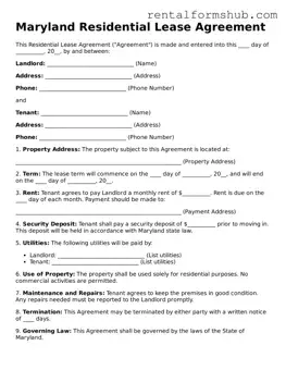 Official Maryland Residential Lease Agreement Template