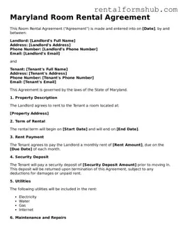 Official Maryland Room Rental Agreement Template