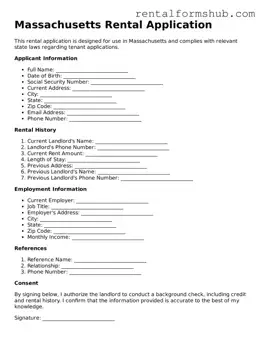 Official Massachusetts Rental Application Template