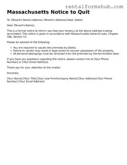 Official Massachusetts Notice to Quit Template