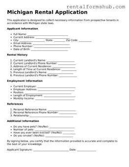 Official Michigan Rental Application Template