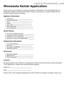 Official Minnesota Rental Application Template
