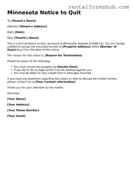 Official Minnesota Notice to Quit Template