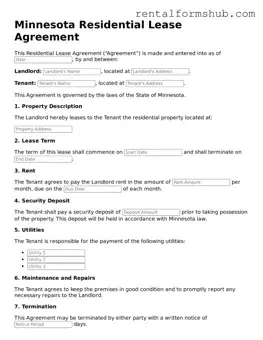 Official Minnesota Residential Lease Agreement Template